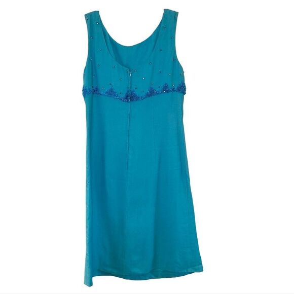 Vintage Teal R&K Originals Beaded Sheath Dress - Picture 2 of 11